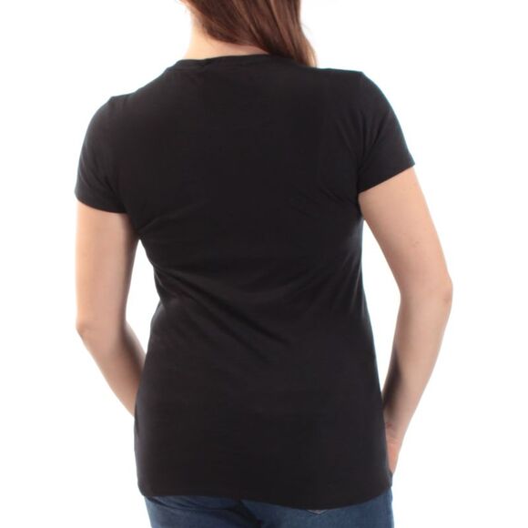 CHRLDR Womens Black Heart Breaker Short Sleeve Jewel Neck Top Size: M - Picture 3 of 4